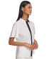 ფოტო #3 პროდუქტის Women's Spread-Collar Button-Front Top