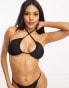 Фото #6 товара Ivory Rose Fuller Bust mix & match halter triangle bikini top in black