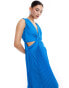 Style Cheat plisse maxi dress with cut out detail in cobalt Синий, 38 - фото #2