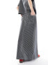 Фото #7 товара ONLY lightweight denim midi skirt co-ord in navy stripe