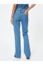 Фото #8 товара Pullu Payetli Kot Pantolon Yüksek Bel Yırtmaç Detaylı - Victoria Slim Flare Jeans
