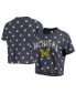 Women's Navy Michigan Wolverines Headliner Stars Cropped Tri-Blend T-shirt