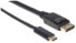 Manhattan USB-C to DisplayPort Cable - 4K@60Hz - 1m - Male to Male - Black - Equivalent to CDP2DP1MBD - Three Year Warranty - Polybag - 1 m - USB Type-C - DisplayPort - Male - Male - Straight
