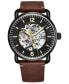 ფოტო #2 პროდუქტის Men's Brown Leather Strap Watch 42mm