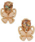 Gold-Tone Mixed Stone Butterfly Clip-On Drop Earrings