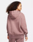 Nike unisex mini swoosh zip through fleece hoodie in purple- STONE