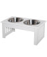 Modern Elevated Pet Food Bowl Feeder Dishes, Set of 2 White