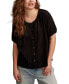 Women's Cotton Embroidered Smocked-Shoulder Top