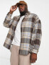 Фото #2 товара ASOS DESIGN extreme oversized brushed flannel check shacket in brown