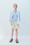 Striped bermuda shorts with elastic detail