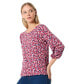 Фото #5 товара Petite Floral-Print 3/4-Sleeve Blouse