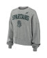 Фото #3 товара Women's Heather Gray Michigan State Spartans Legacy Fleece Classic Arch Oversized Cropped Pullover Sweatshirt