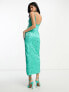 ASOS DESIGN cami embellished sequin seamed maxi dress in dark mint