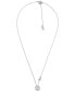 ფოტო #1 პროდუქტის Silver-Tone Halo Crystal Pendant Necklace, 16" + 2" extender