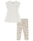 ფოტო #1 პროდუქტის Little Girls Sweater and Muslin Tunic Top with Printed Stretch Leggings, 2 Piece Set