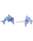 ფოტო #1 პროდუქტის Crystal Pavé Dolphin Stud Earrings in Sterling Silver, Created for Macy's