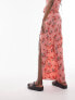 Topshop Tall co-ord cherry blossom split maxi skirt in pink