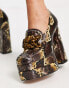 ASOS DESIGN Perla platform heeled loafers in snake