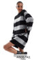 Фото #1 товара ASOS DESIGN Tall crew neck mini dress with wide cuff in stripe