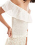 Фото #3 товара ASOS DESIGN chiffon shirred ruffle cami top in ivory