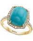 ფოტო #1 პროდუქტის EFFY® Turquoise & Diamond (3/8 ct. t.w.) Halo Ring in 14k Gold