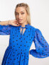 Фото #3 товара Wednesday's Girl Maternity tiered polka dot midi smock dress in blue