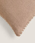 Plain linen cushion cover with topstitching