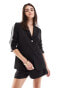 Фото #1 товара Miss Selfridge sporty side stripe relaxed fit blazer in black