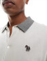 Paul Smith knitted collared shirt with zebra logo in green