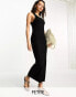 Фото #1 товара Vila Petite crochet maxi racer neck dress in black