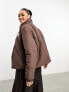 Karl Kani OG puffer jacket in brown with wavy zip detail M - фото #7