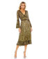 ფოტო #1 პროდუქტის Women's Embellished Long Sleeve V-Neck A Line Dress