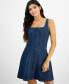 ფოტო #3 პროდუქტის Juniors' Denim Seamed Fit & Flare Dress