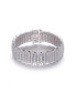 Elegant Wide Bracelet in Sterling Silver White Gold Plating with Cubic Zirconia