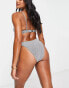 Фото #4 товара South Beach mix & match high waist bikini bottom in silver metallic