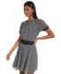 ფოტო #3 პროდუქტის Women's Logo Print Chiffon Belted A-Line Dress