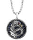 ფოტო #2 პროდუქტის EFFY® Men's Black Sapphire (7/8 ct. t.w.) & Ruby (1/20 ct. t.w.) Dragon Disc 22" Pendant Necklace in Sterling Silver