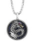 EFFY® Men's Black Sapphire (7/8 ct. t.w.) & Ruby (1/20 ct. t.w.) Dragon Disc 22" Pendant Necklace in Sterling Silver