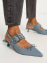 Фото #1 товара Stradivarius kitten heel with buckle in denim