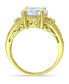 Cubic Zirconia Round Center Stone 18K Gold Plate Ring