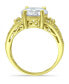 ფოტო #3 პროდუქტის Cubic Zirconia Round Center Stone 18K Gold Plate Ring