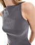 COLLUSION slash neck ribbed vest in grey