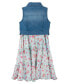 ფოტო #5 პროდუქტის Toddler & Little Girls Denim Vest Dress Outfit with Necklace, 3 PC