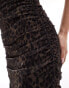 Фото #2 товара ASOS DESIGN mesh bandeau ruched maxi dress in leopard print