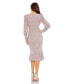 Women's Sequined V Neck Illusion Long Sleeve Trumpet Dress