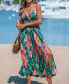 Women's Abstract Plunging Sleeveless Keyhole Midi Beach Dress