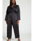 Фото #2 товара Plus Size Pinstripe Blazer Jumpsuit