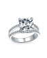 ფოტო #1 პროდუქტის 3CT Square Princess Cut AAA CZ Engagement Ring For Women Cubic Zirconia Split Pave Shank Band 925 Sterling Silver