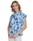 Фото #3 товара Women's Short-Sleeve Printed Button Front Shirt