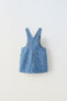 Denim pinafore dress with hearts